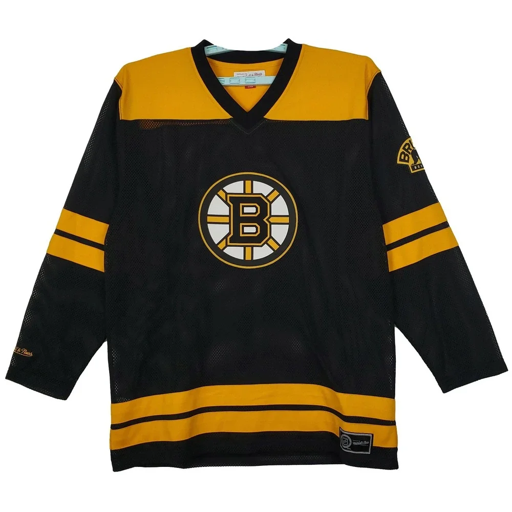 Boston Bruins Mitchell &‎ Ness NHL Large All Mesh Jersey Black Yellow New